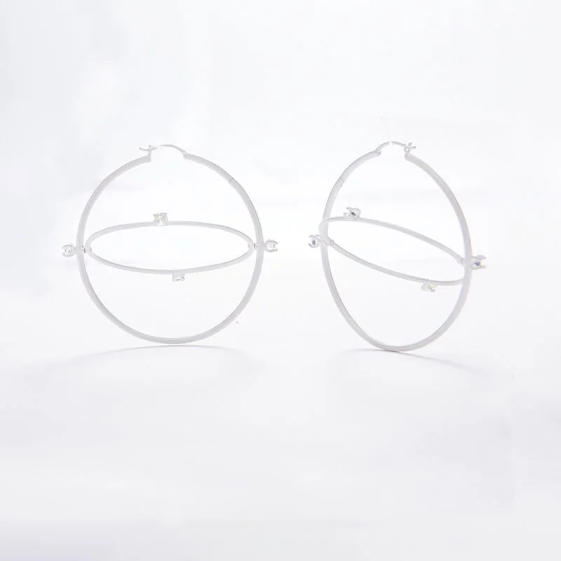 The New Double-Loop Rotating Earrings For 2024 Are A Party Gift For Women's Cyberpunk Style Copper Alloy Jewelry