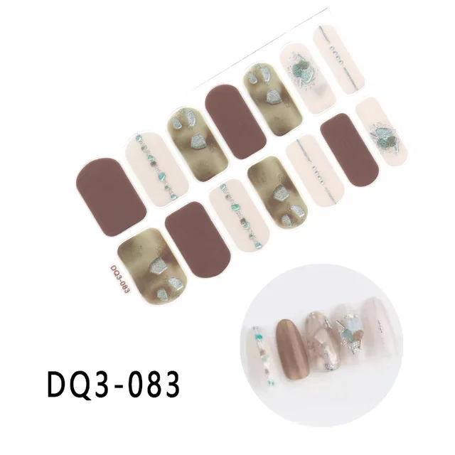 Korean Fashion Colorful 3D Glitter Sequins Nail Art Stickers Manicure DIY Nail Strips Wraps Solid Color DQ3-083