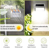 1/2/4/10PCS ไฟผนังพลังงานแสงอาทิตย์ 3 LED บันไดไฟเซนเซอร์ตรวจจับแสงกันน้ําระบายน้ํา Ditch รั้วกลางแจ้งระเบียงระเบียง 3