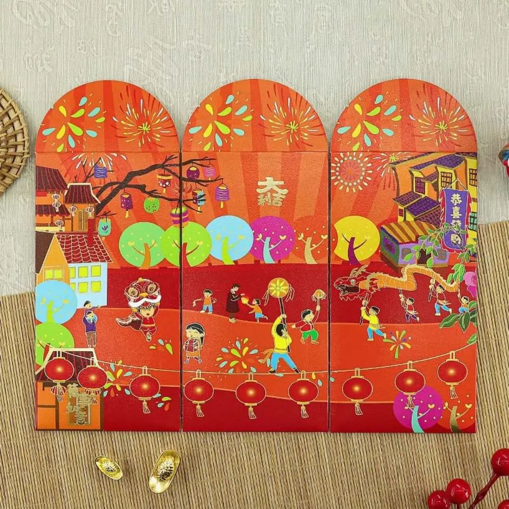 

6Pcs/set Chinese Dragon Year Red Envelope Party Invitation New Year Decorations Luck Money Bag Cartoon Dragon Hongbao Red Pocket