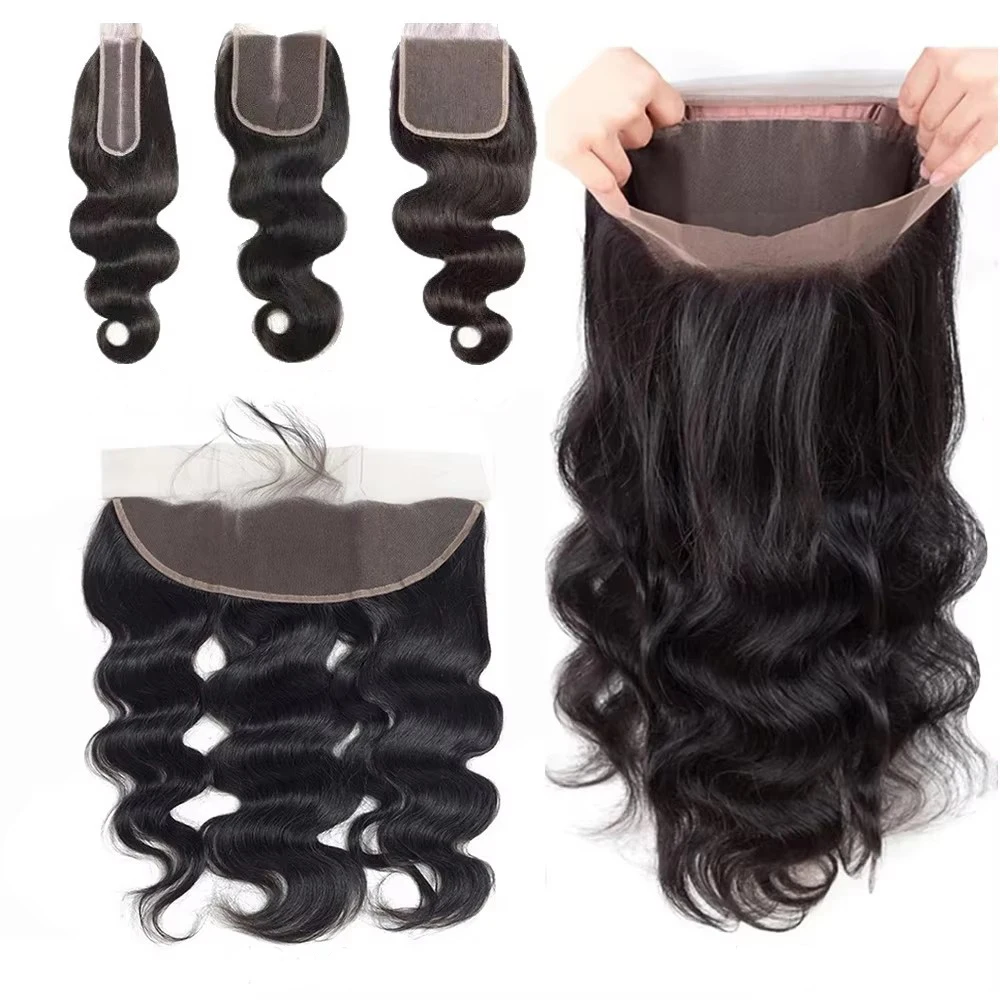 Body Wave 2&times;6 4x4 Transparent Lace Closure Human Hair 6&times;6 5&times;5 Lace Closure 360 Full Frontal Natural Black Color