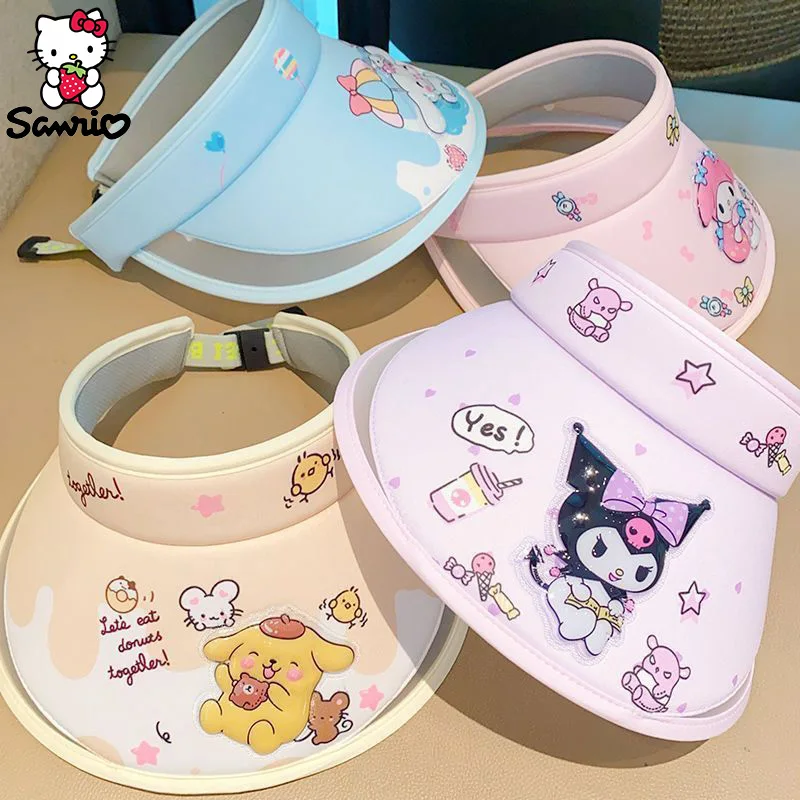 thumbnail image 4 of Gorro de protección solar para niños Sanrio, gorra parasol Cinnamoroll, gorro de protección solar de verano Kuromi, gorros de sol My Melody para niñas, regalo de anime, 4 of 5