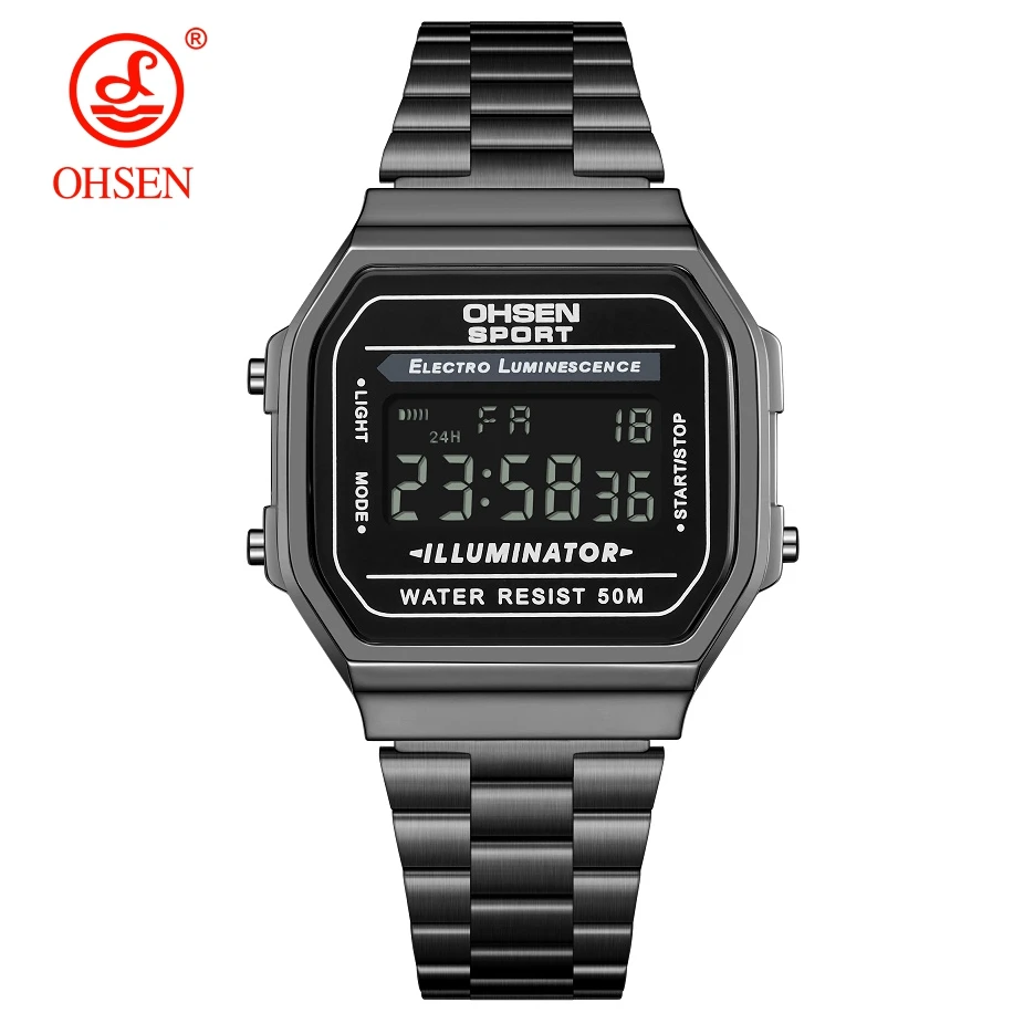 Luxury Gold Women's Digital Sport Watch - Stainless Steel, Electronic, with Alarm and Gift-Ready