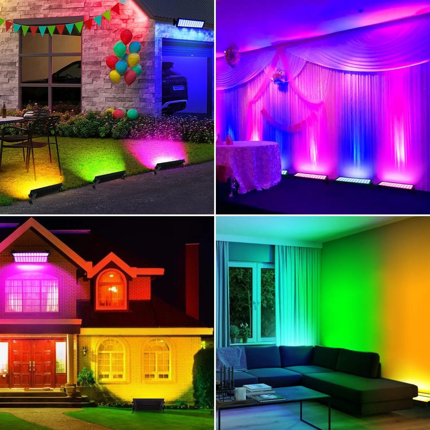144W LED 무대 조명 바 RGB 스마트 월워셔 방수 DJ 램프 (앱 및 리모컨 포함) - 축제, 결혼식, 파티 조명용