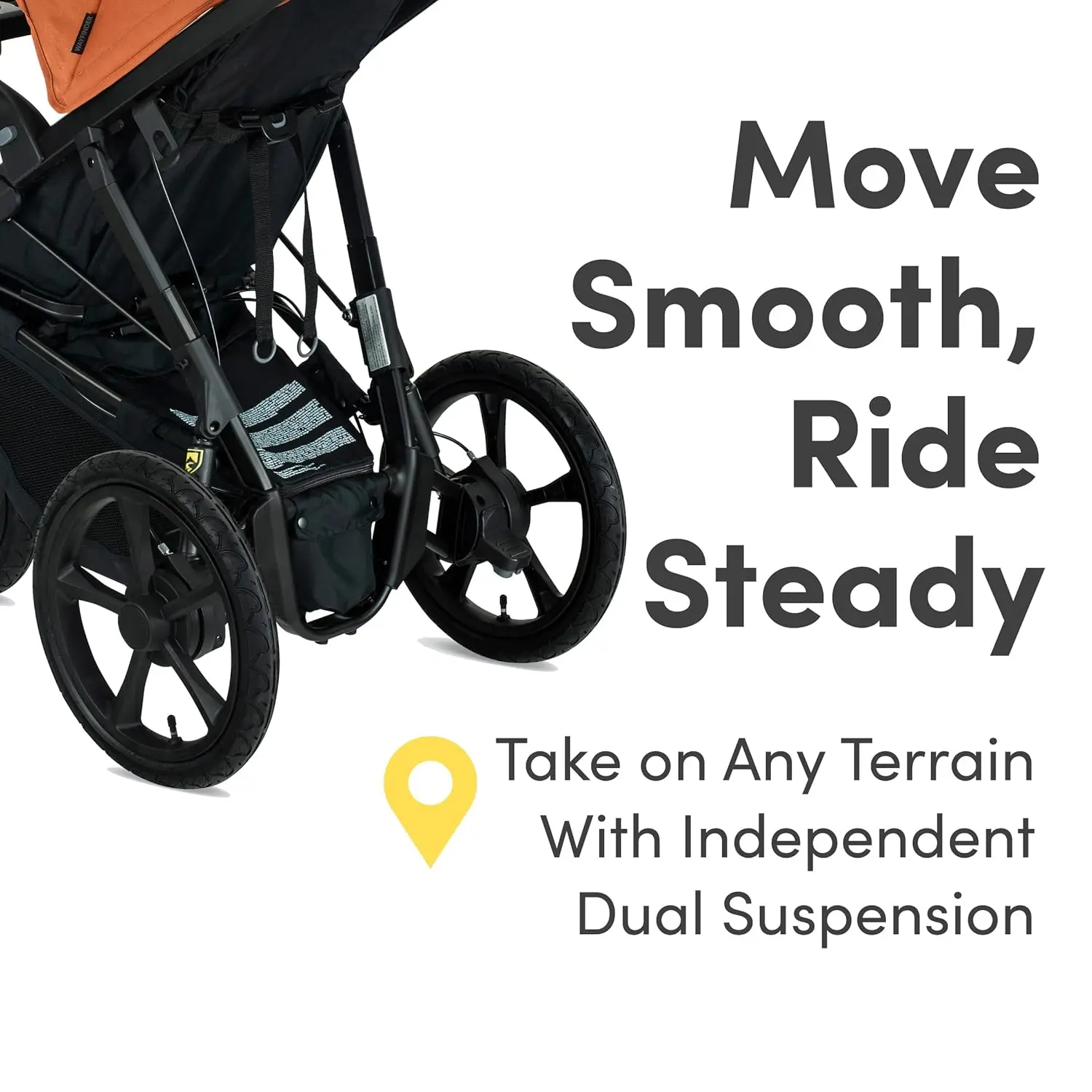Wayfinder Jogging Stroller with Snack Tray, Independent Dual Suspension, Air-Filled Tires, and 75-Pound Weight Capacity, Canyon 2