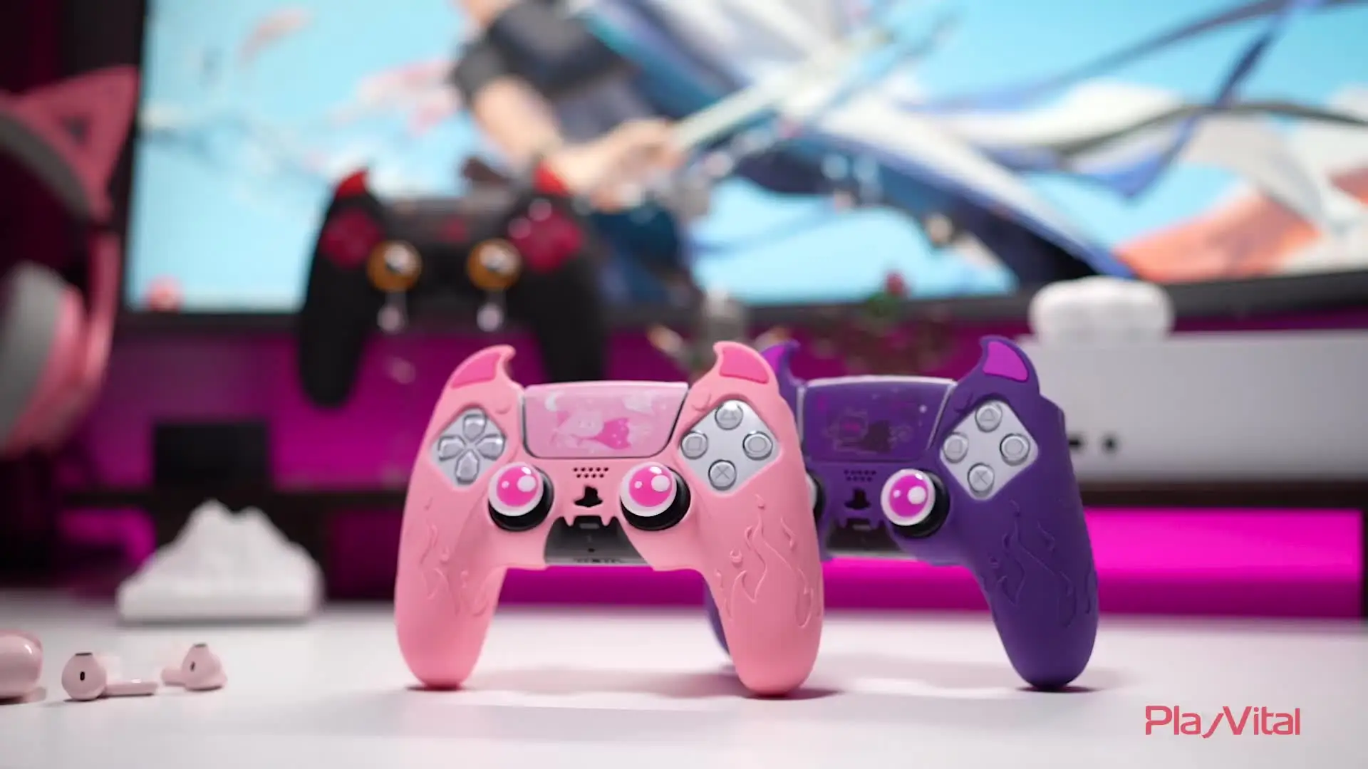 Силиконовый чехол PlayVital Cute Demon Controller для PS5