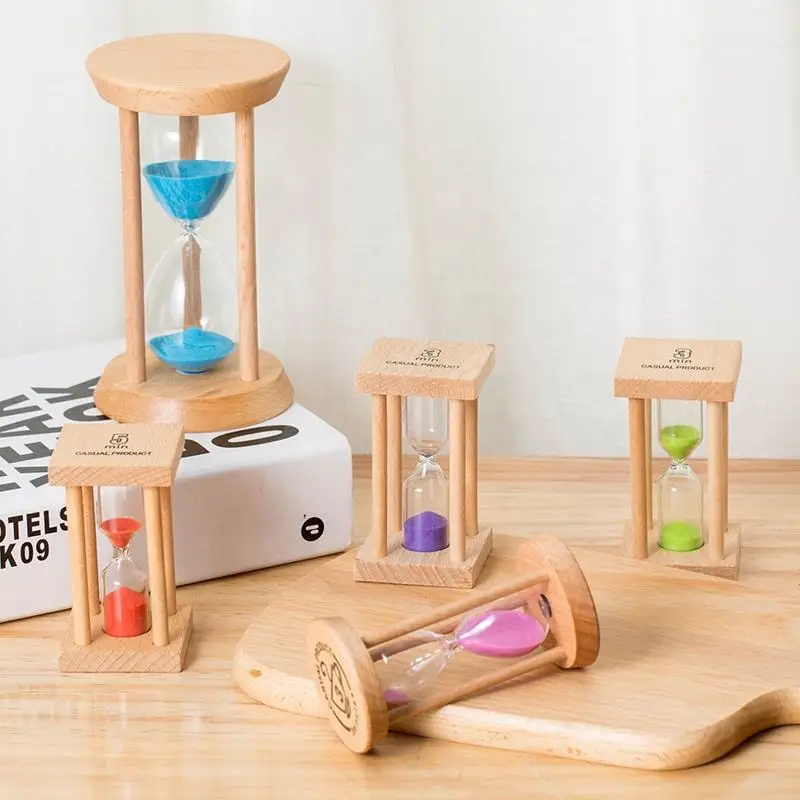1-5 Min Wooden Hourglass Timer Creative Home Living Room Desktop Decoration Children Sandglass Birthday Gift Portable Sand Clock 6