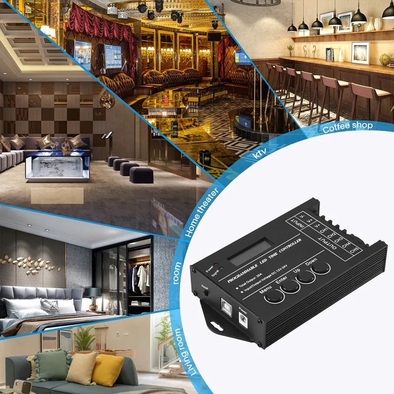 시간 프로그래밍 가능 RGB LED 컨트롤러, DC12V-24V 5 채널 LED 타이밍 조광기, TC420