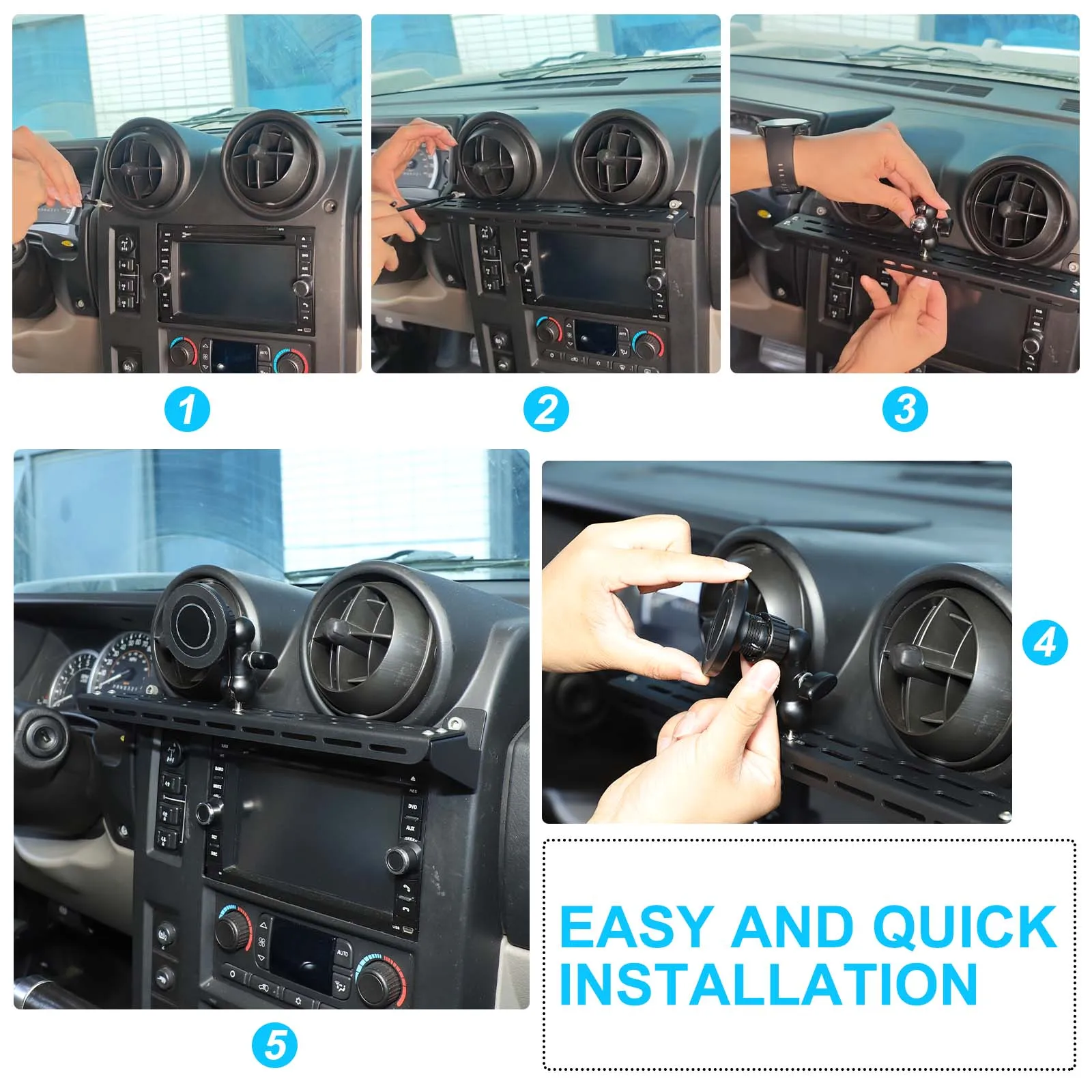 Hummer H2 2003 2004 2005 2006 2007 탄소강 자동차 센터 콘솔 전화 홀더 스탠드 GPS 마운트 브래킷 자동차 액세서리