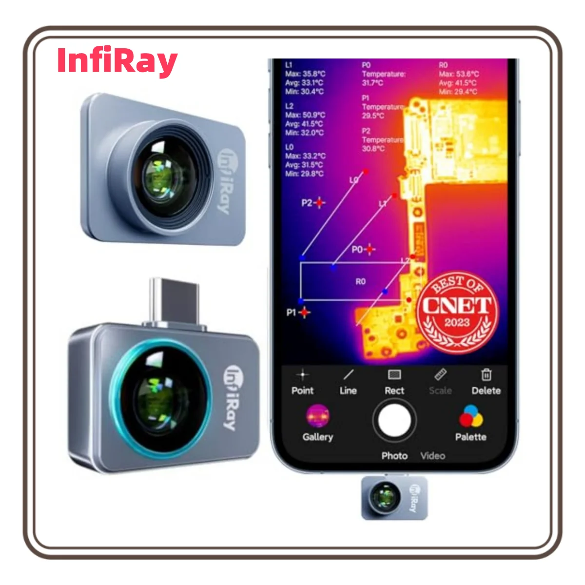 INFIRAY P2 Pro Thermal Camera for iPhone iOS for Android Type C