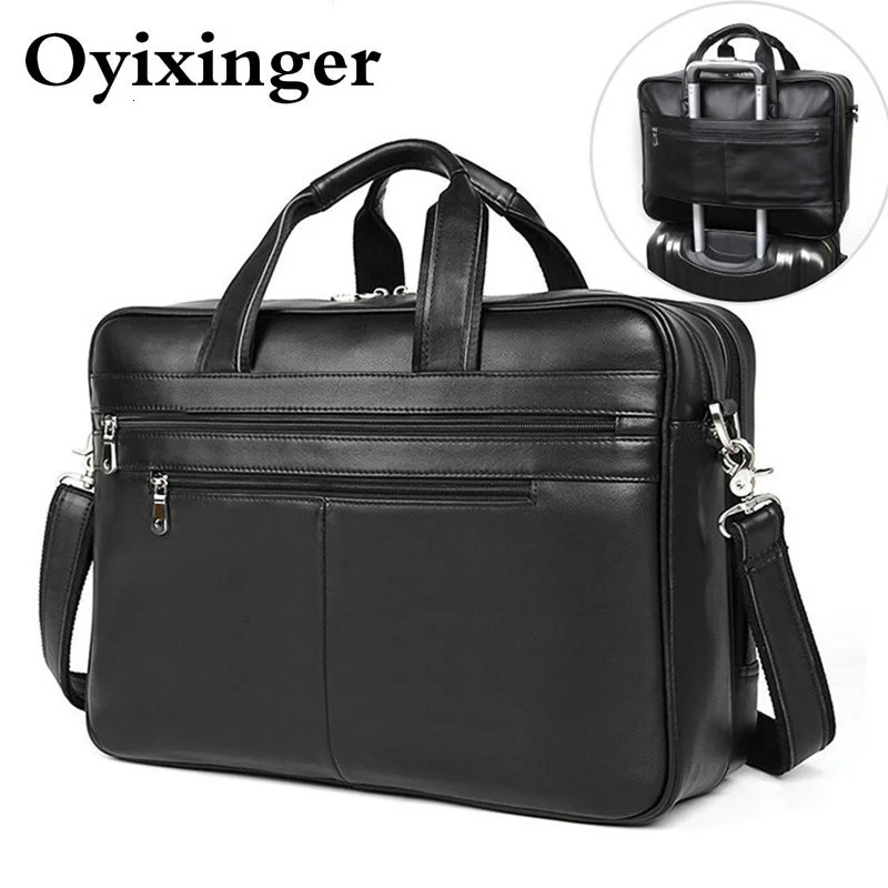 LargeCapacityMenBusinessLaptopBriefcaseGenuineLeatherLaptops