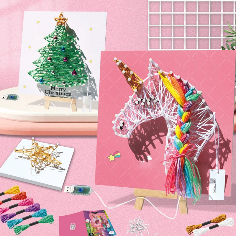 DIY Christmas String Art Kit with String Art Patterns Pushpins Crafting  Supplies For Fun Kids Gift Cute Fox Owl Home Wall Decor - AliExpress