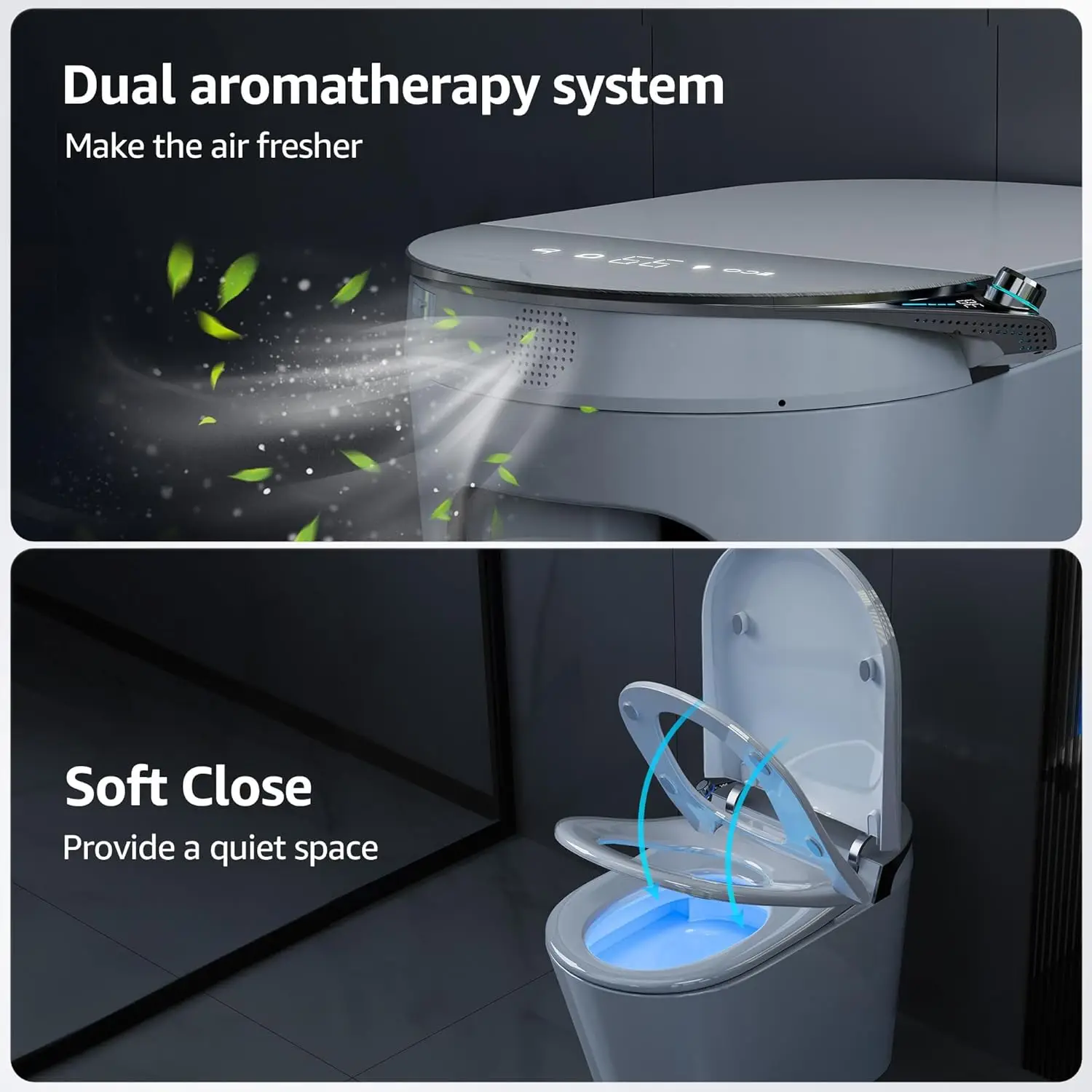 Smart Toilet with Bidet Built in  Auto Open & Close Foot Sensing Bidet Toilet Combo with Auto Flush Remote Control Warm Water 6