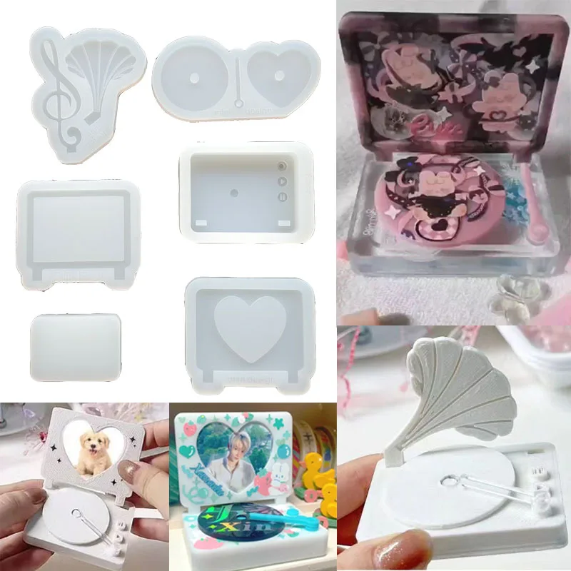 DIY 레코드 기계 모양의 금형 CD 플레이어 실리콘 에폭시 수지 금형 셰이커 금형 쥬얼리 금형 쥬얼리 액세서리