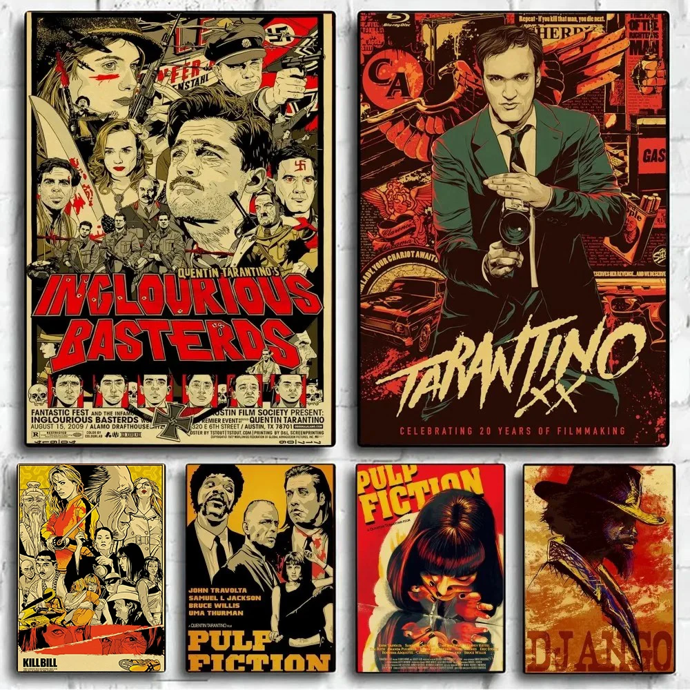 

Quentin Tarantino's Movie Pulp Fiction Django Unchained Poster Kraft Paper Vintage Poster Study Stickers Big Szie Wall Painting