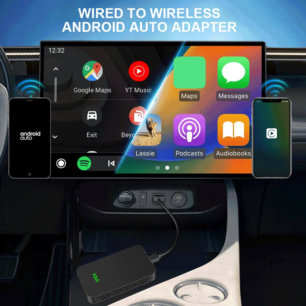 Nouvelle mise à niveau sans fil Android Auto & carplay Adaptateur sans fil  Lecteur multimédia de voiture Usb Dongle pour Android Autoradio