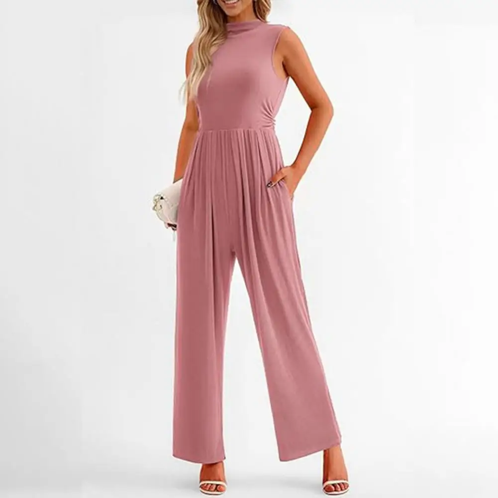 

Женский элегантный комбинезон с широкими штанинами и высокой талией