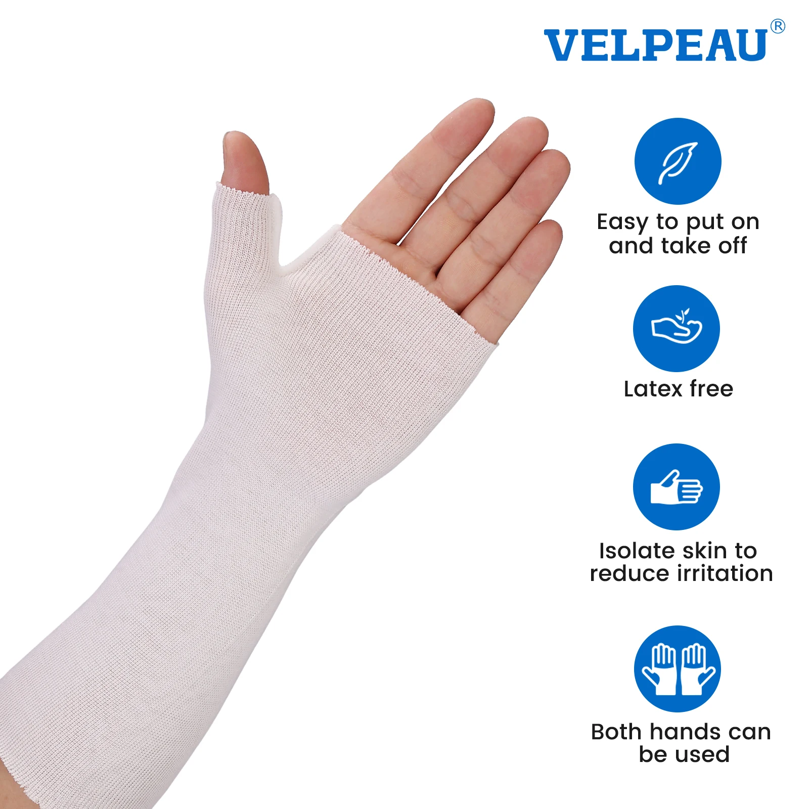 Elastic Wrist Liner Stockinette for Skin Protection Reduce Friction and Breathable Hand Socks for Splint 10PCS VELPEAU