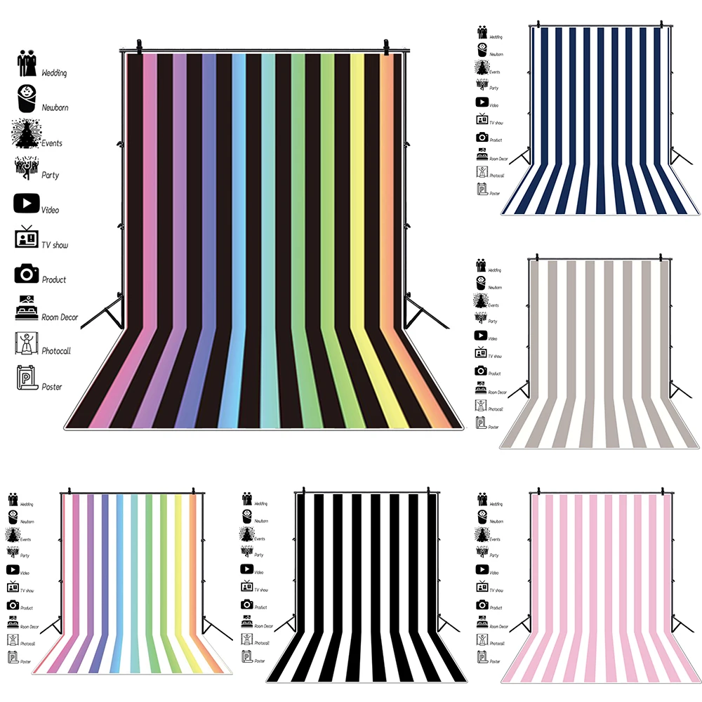 Photo Backdrop White Black Blue Zebra Color Stripes Scene Photography Backgrounds Customize Baby Shower Photography Backdrops For Photo Studio