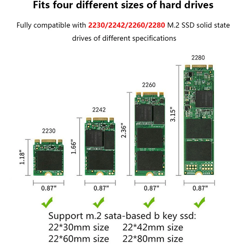 티쉬릭 2230 2242 2260 2280 SSD NVME M.2 하드 드라이브 엔클로저 알루미늄 M2 듀얼 프로토콜 USB3.1 타입 C NGFF NVME 케이스 5/10Gbps
