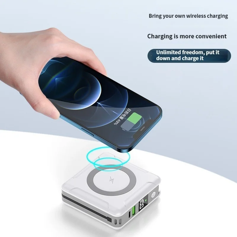 10000mAh Magnetic Power Bank 5 in 1 Wireless Fast Charging External Battery Mobile Travel Charger 6 Generation For Iphone 13 14