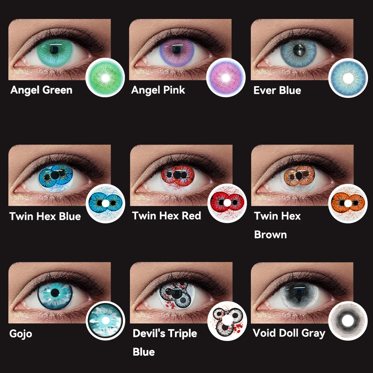Visuashow Demonic Eye Colored Contacts for Halloween Cosplay Makeup - Half-Year Use