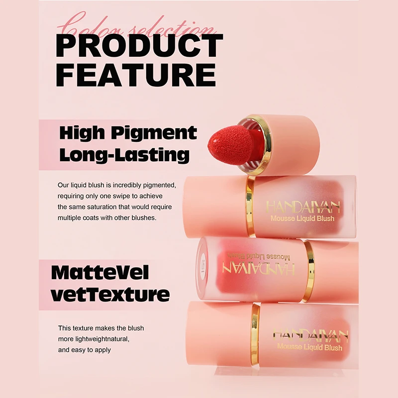 Matte Glitter Face Liquid Blusher Smooth Cheek Eye Mousse Blush Highlighter Stick Rouge Waterproof Contour Makeup liquid blush,facial blusher
