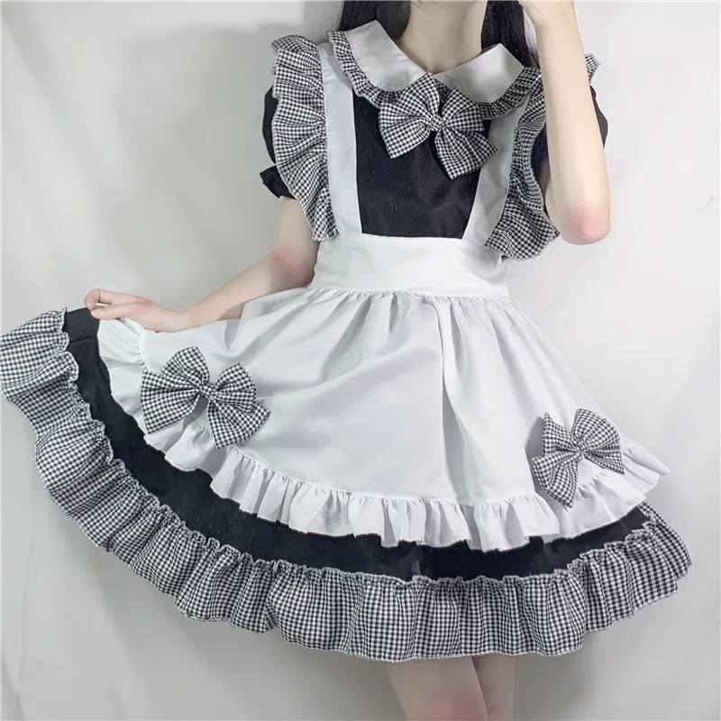 Anime Cartoon Cosplay Costumes Lolita Suspender Dress Lolita Dress Lolita Cosplay Costumes Japanese Kwaii Maid Lingerie Dress Goth Clothes Women Punk Gothic Lolita Maid Outfits Black White