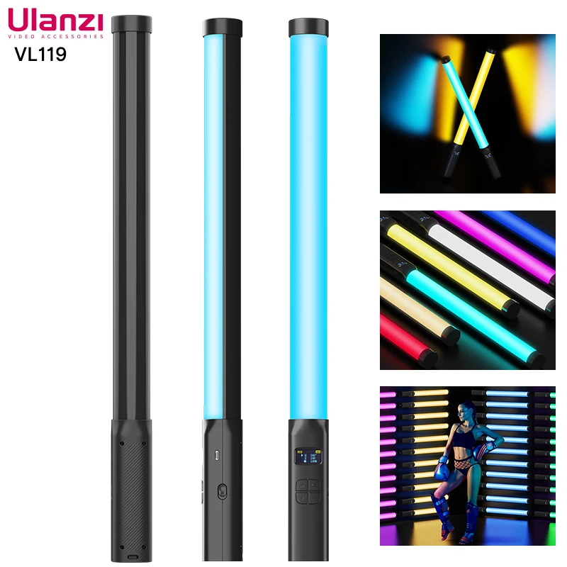 

Ulanzi VL119 RGB Stick Light Wand Lightweight Handheld Tube Light Led Video Light CRI 95+ 2600mAh Photography Studio Lamp Type-C