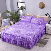 3pcs Sheet Set Luxury Household Bed Skirts Pillowcase Bedroom Decoration Soft Skin-friendly Non-slip Bedding Household Washable 4