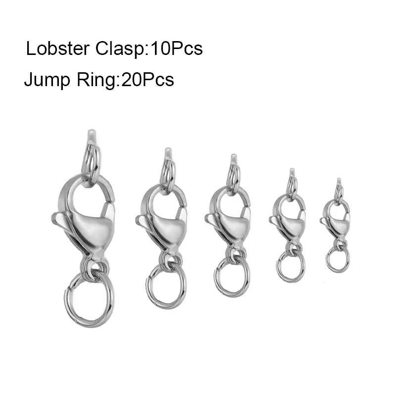 10-40 Stück Edelstahl Hummer verschlüsse Haken Anschlüsse mit Bieger ingen für Armband Halskette Kette DIY Schmuck machen Ergebnisse – Detail 4