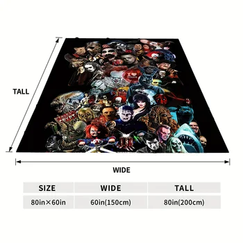 Halloween Blanket, Halloween Horror Movie Characters Cover Blanket - For sofa, bed, travel, camping, living room, office - Four 4