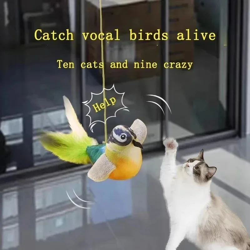 1-3 pezzi Il giocattolo per gatti emette un suono di uccello per divertire il gatto, con corda elastica per alleviare la noia e resistere ai graffi e ai morsi. - immagine 5