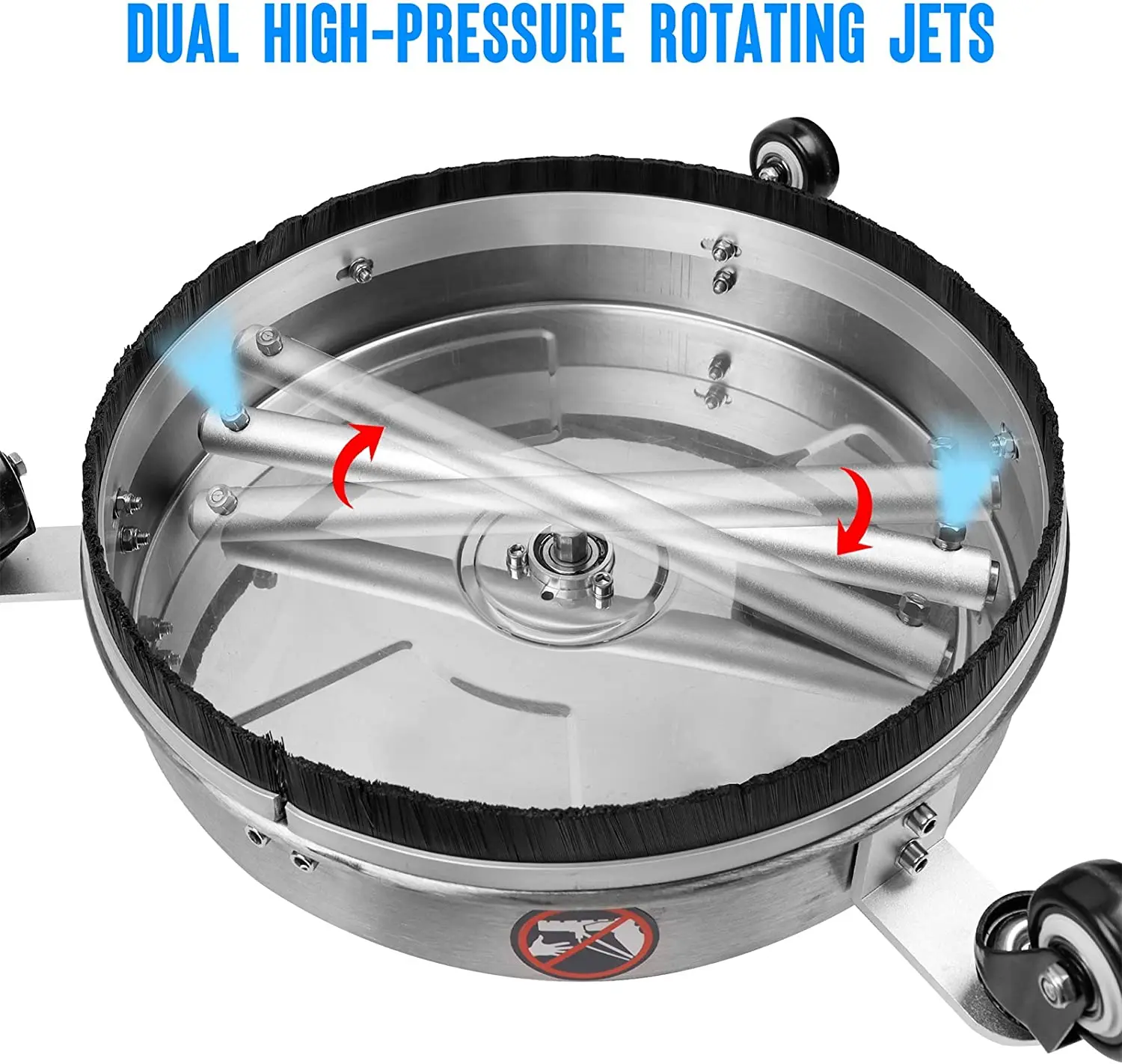 압력 와셔 표면 바닥 클리너 스테인레스 스틸 4 휠, Karcher 1/4 인치 퀵 커넥터 노즐 팁, 4000PSI, 20 인치