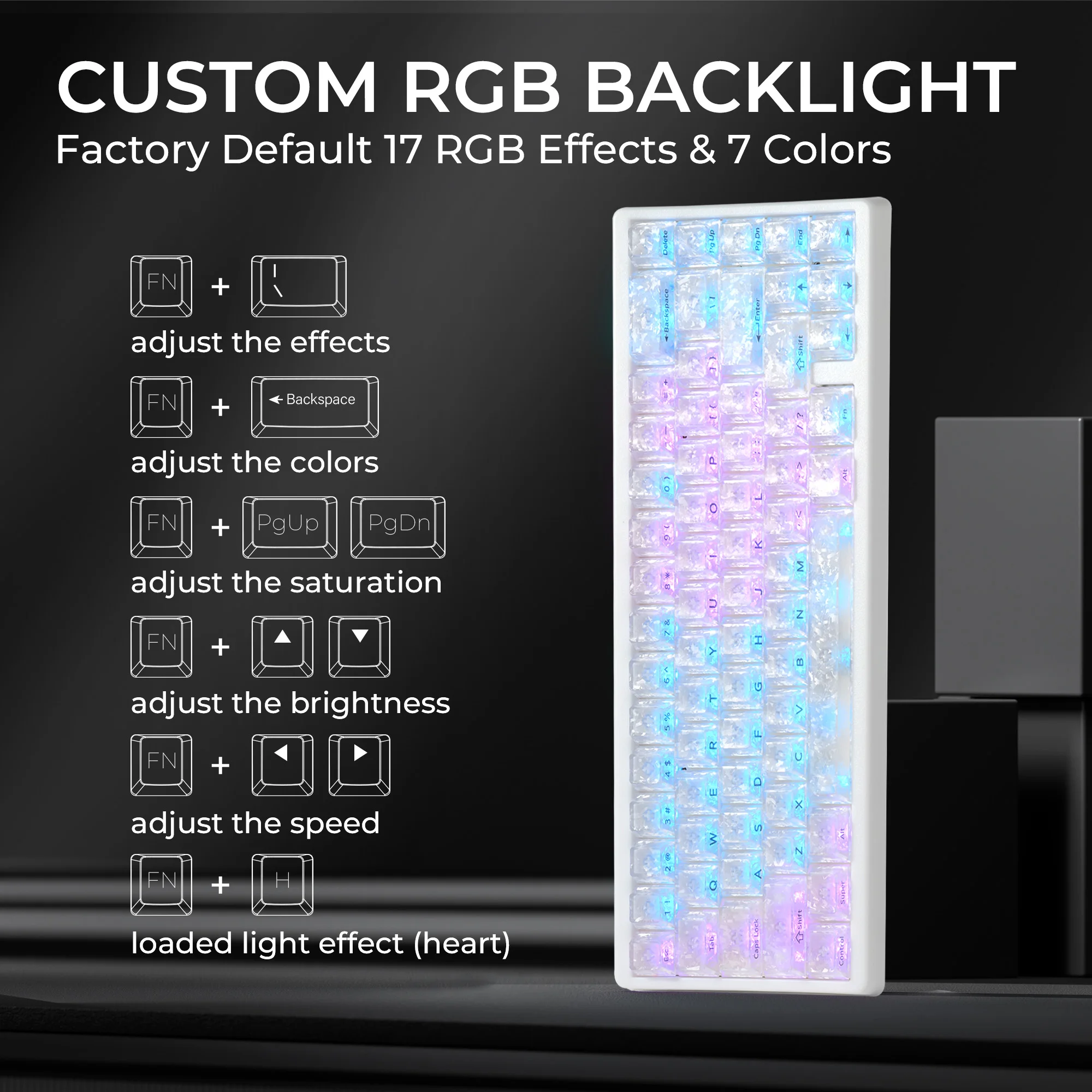 XVX M67 JadeStone 단조 카본 VIA 트라이 모드 기계식 키보드 (투명 키캡 포함) 65% 게이머용 RGB 백라이트 키보드 가스켓