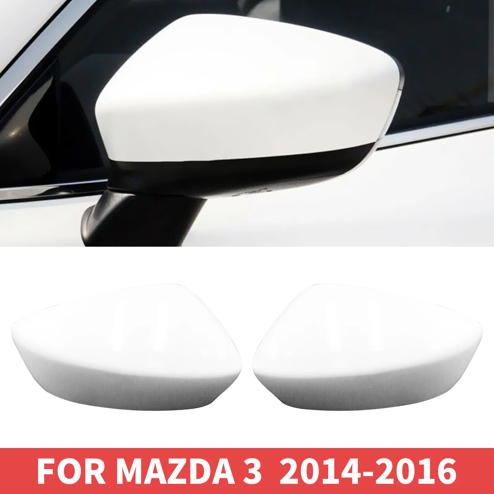 

Side Mirror Cover Cap for 2014 2015 2016 MAZDA 3 ABS White Passenger Right