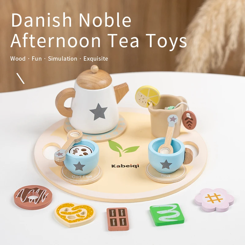 Wooden Tea Party Playset for Kids - Educational Pretend Play Gift Set