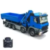10x10 RC 1/14 Hydraulic Metal Crane Dump Truck Full Dumper Car Model Rear Axle Lifting U-shaped Bucket with Light Sound TH23566 2