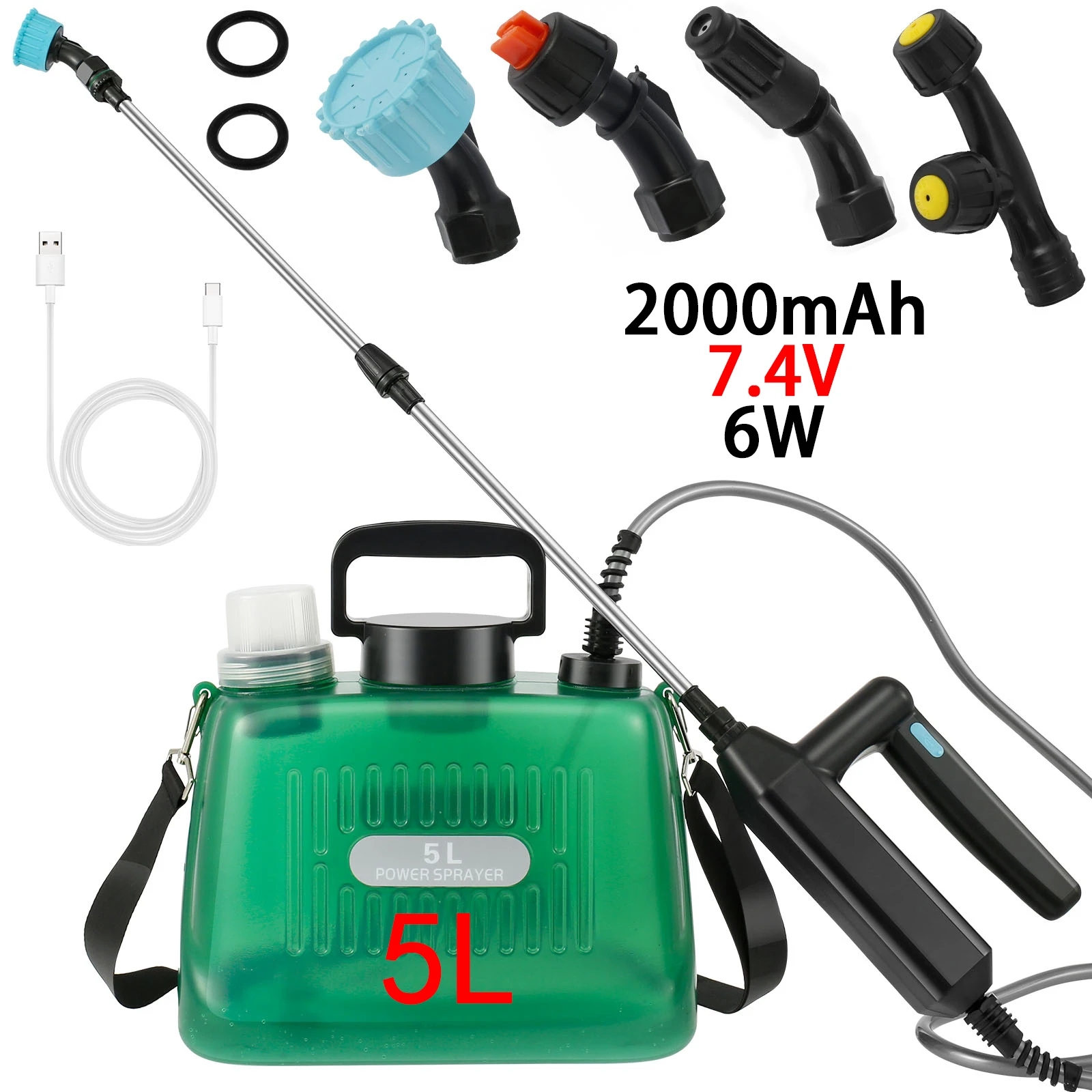 Description Picture 2 of item5L Electric Powered Sprayer Light Shoulder-type Pesticide Irrigation USB Charging 2000/2400mAh Garden Weed Portable Lawn Pump