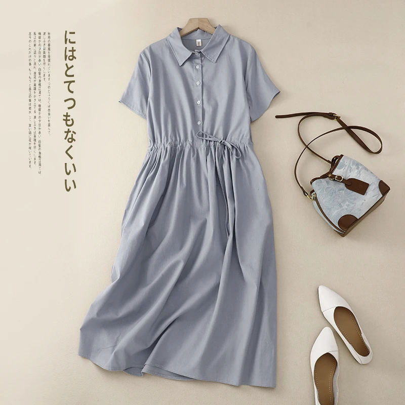 2024 New Arrival Soft Cotton Linen Short Sleeve Loose Summer