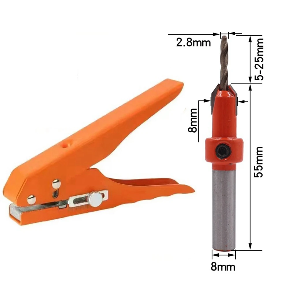 

Edge Banding Punching Pliers Punching Tool Masking Pliers 2.8x8MM Countersink Drill Bit Screw Hole Hat Woodworking Tool