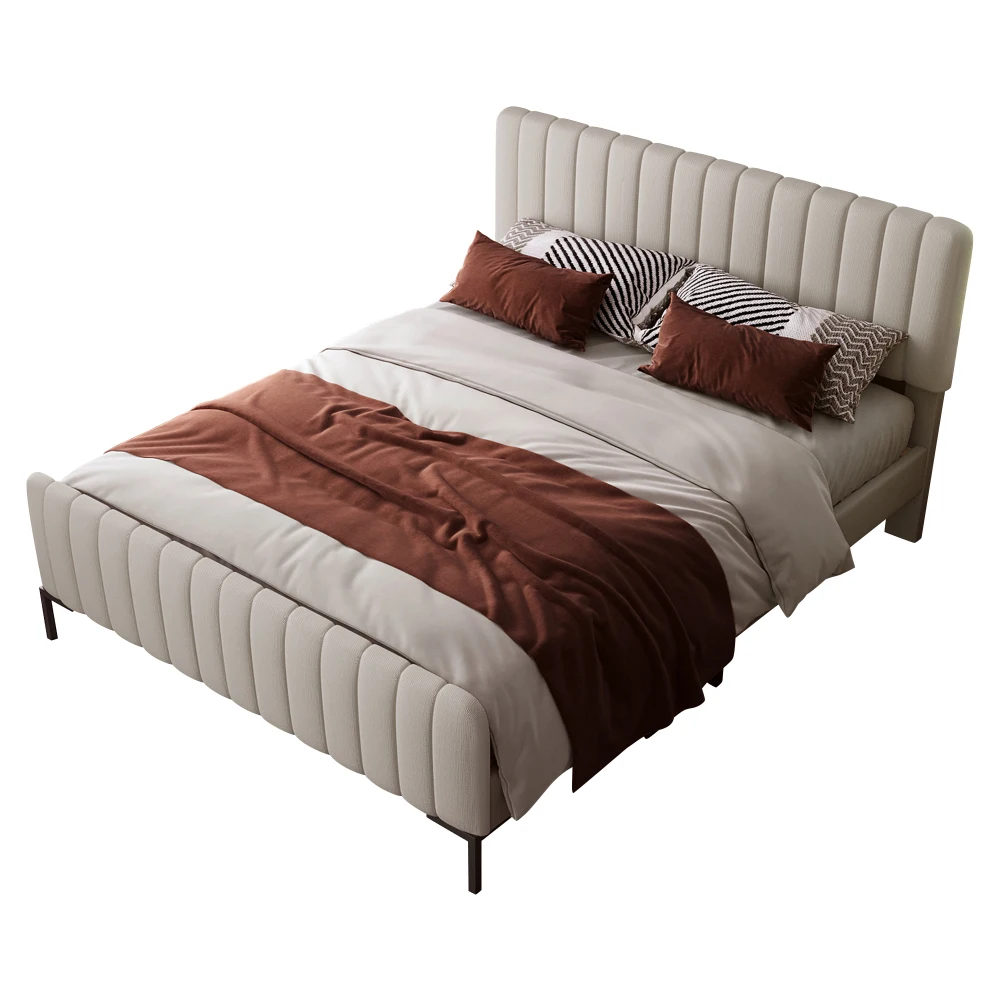 Modernes Gepolstertes Doppelbett | Robuster Gitterbett-Rahmen mit Verstellbarem Kopfteil | Jugendzimmermöbel für Teenager & Erwachsene – Detail 3