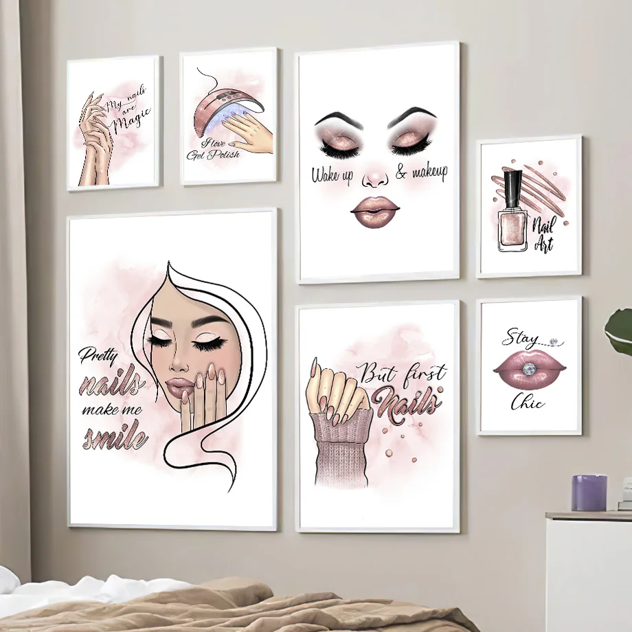 Makeup Salon Wall Poster Fashion Girl Room Decoration Nail Lips