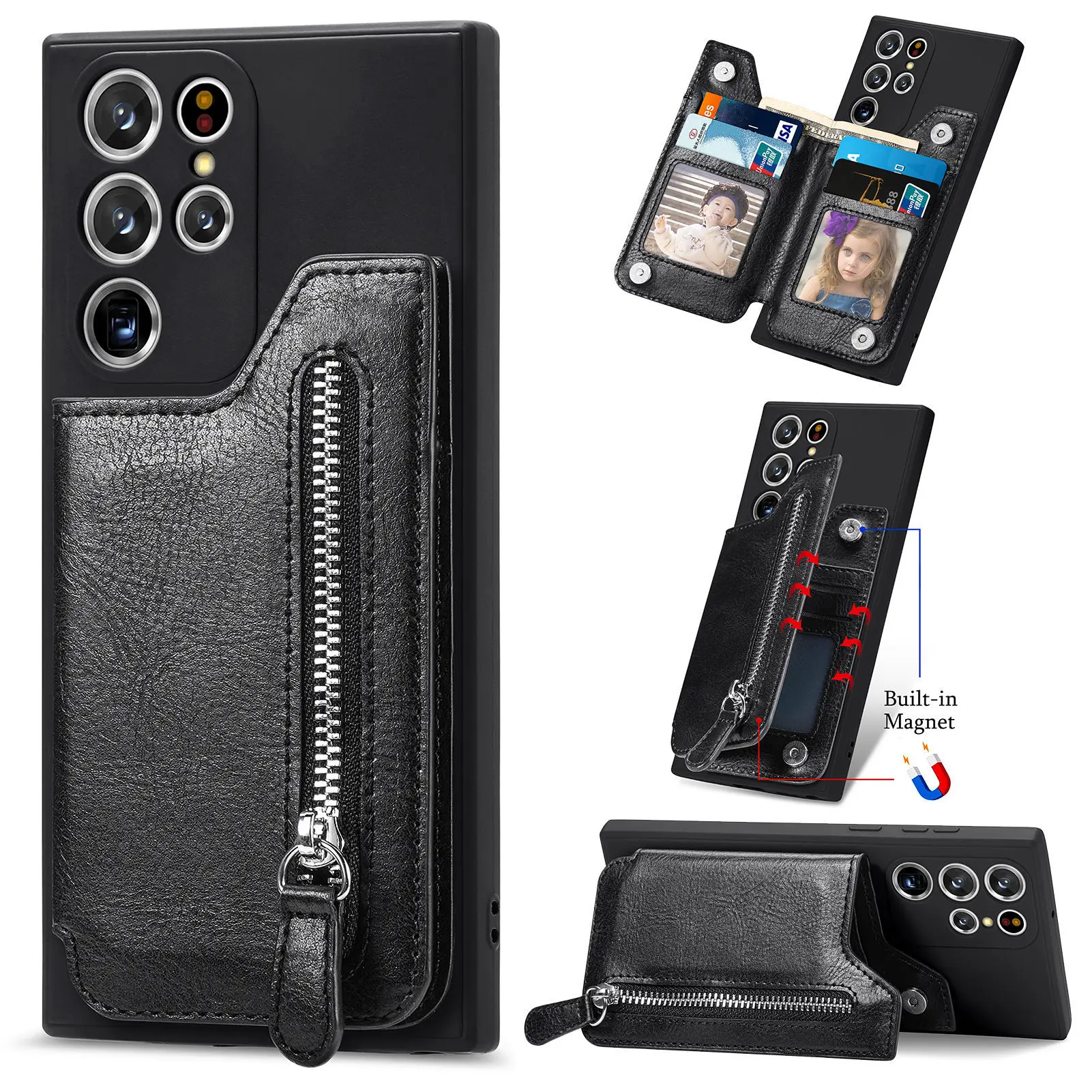 Premium Zipper Wallet with Card Holder Phone Case Cover