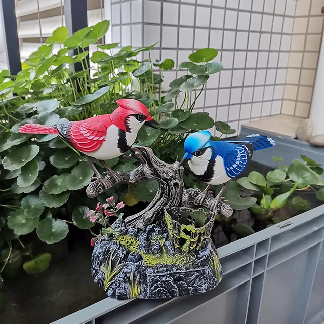 Electric Singing Voice-Activated Simulated Bird Toy Musical Parrot Magpie Model Electronic Pets Rockery Garden Decorations 4