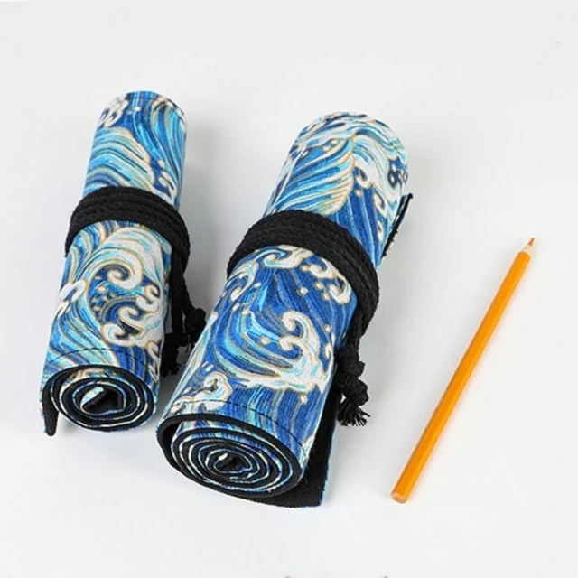 New 36/48/72 /12 Holes Canvas Wrap Roll Up Pencil Bag Pen Case Holder  Storage Pouch Writing Supplies Boy Girl art Pencil Box - AliExpress