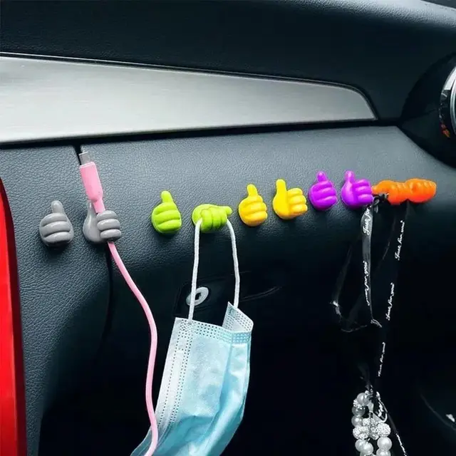 Hand-shaped Rubber Holder Glasses Cable Power Cord Charging Line Self Adhesive Mini Hook Storag Organizer Gadget Car Accessories 2