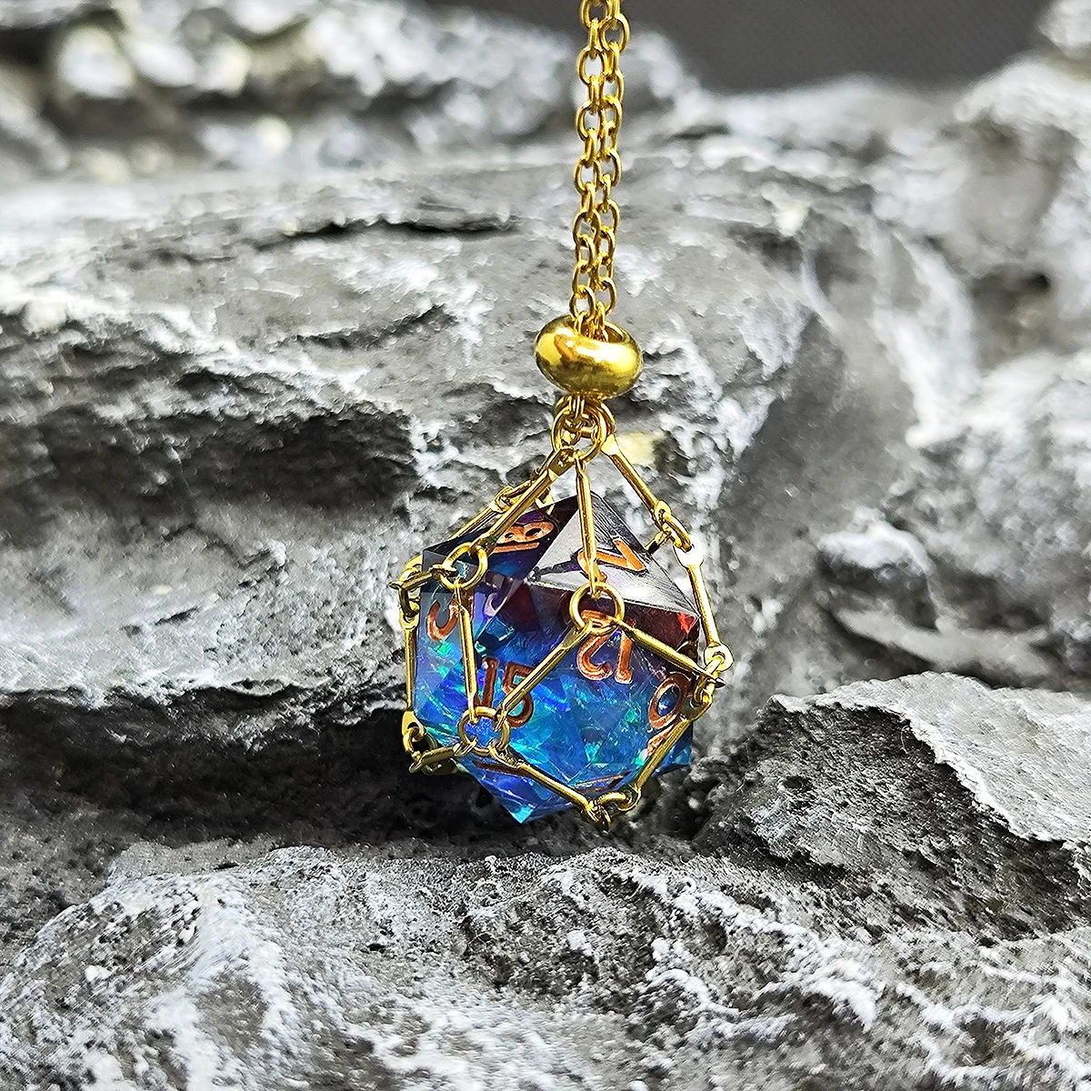 Dice Necklace Resin Devil's Eye Polyhedral Rolling Dice RPG Board Game Math Teaching Halloween Gift D20 D12