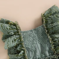 0-24months Baby Girl Summer Lace Romper Dress Ruffle Sleeve Backless Solid Green Pink Brown Bodysuit Dress For Infant Girls 4