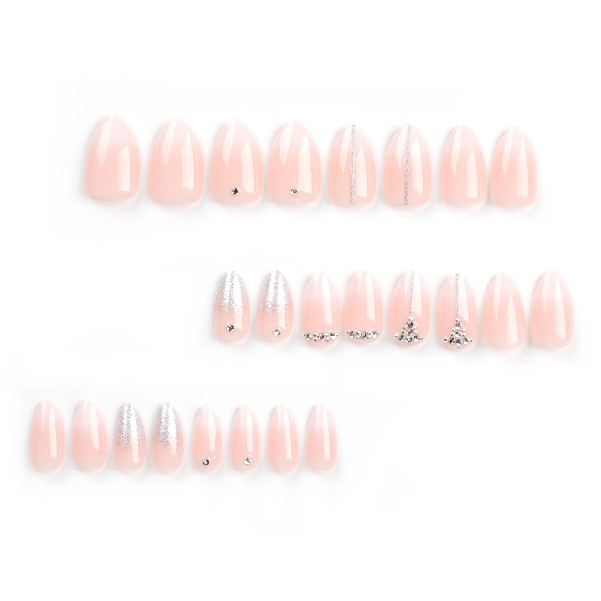 24 Pcs Flame French Design Pink Press-On Nails